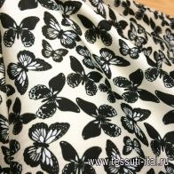 Плательная твил (н) черные бабочки на айвори - итальянские ткани Тессутидея арт. 03-5391