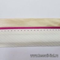 Корсажная лента бело-бежевая с кантом цвета фуксии - итальянские ткани Тессутидея арт. F-5432