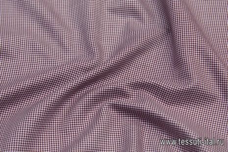 Сорочечная стрейч (н) мелкая бело-бордовая гусиная лапка - итальянские ткани Тессутидея арт. 01-6151
