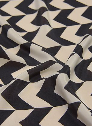 Крепдешин (н) черно-молочный геометрический принт - в интернет-магазине тканей Тессутидея арт. 10-1904