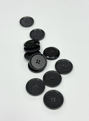 Пуговица пластик 4 прокола d-28мм черно-серая меланж - итальянские ткани Тессутидея F-7122