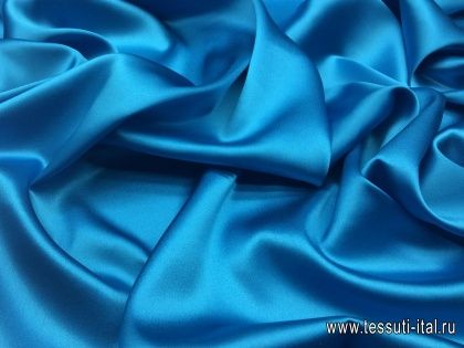 Шелк атлас стрейч (о) ярко-голубой - итальянские ткани Тессутидея арт. 02-7450