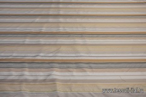 Тафта (н) серо-бело-бежевая полоска - итальянские ткани Тессутидея арт. 10-1060
