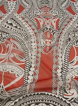 Органза купон (2м) (н) красно-бело-черная геометрическая абстракция  - в интернет-магазине тканей Тессутидея арт. 10-3972