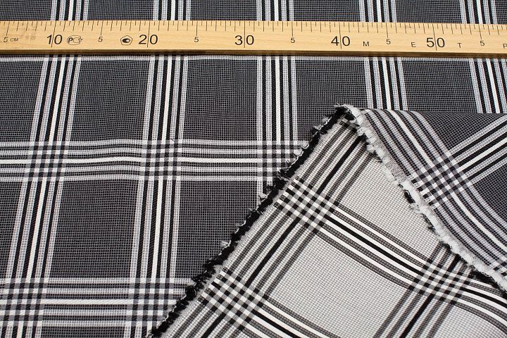 Костюмная 400 г/м (н) крупная черно-белая клетка - итальянские ткани Тессутидея арт. 05-4513