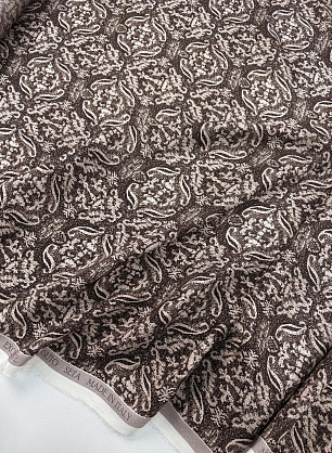 Шелк атлас (н) бежево-коричневый рисунок - в интернет-магазине тканей Тессутидея арт. 10-5114