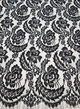 Кружевное полотно (н) черно-голубое ш-90см Jean Bracq - в интернет-магазине тканей Тессутидея арт. 03-5343