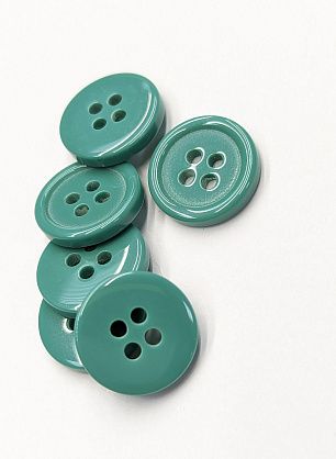 Пуговица костюмная пластик 4 прокола d-15мм бирюзовая - в интернет-магазине тканей Тессутидея арт. F-6082