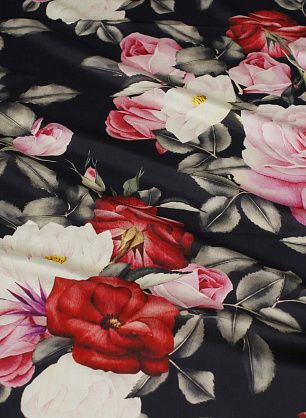 Маркизет (н) розы на черном - в интернет-магазине тканей Тессутидея арт. 10-4362