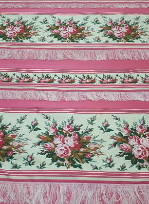 Жаккард (н) розово-молочно-цветочная полоска - в интернет-магазине тканей Тессутидея арт. 03-5686