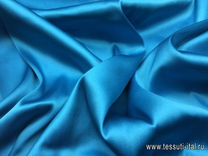 Шелк атлас стрейч дабл (о) ярко-голубой - итальянские ткани Тессутидея арт. 02-7705