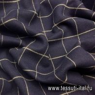 Трикотаж пальтовый кашемир дабл (н) сине-серая клетка - итальянские ткани Тессутидея арт. 15-0814
