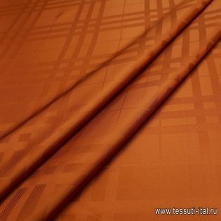 Подкладочная жаккардовая  (о) терракотовая стилизованная клетка - итальянские ткани Тессутидея арт. 08-0881