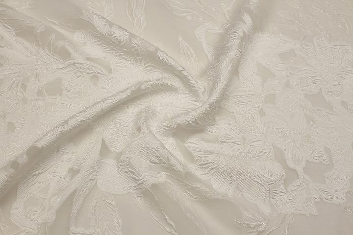 Органза филькупе с люрексом (н) белый цветочный рисунок на айвори - итальянские ткани Тессутидея арт. 03-7191