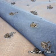 Плательная с люрексом (н) черные цветы на синем Erdem - итальянские ткани Тессутидея арт. 03-5698