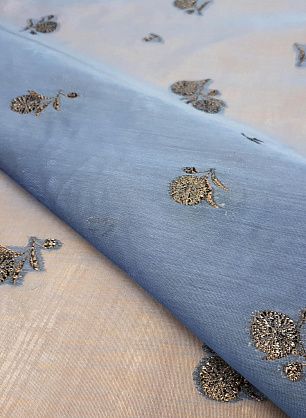 Плательная с люрексом (н) черные цветы на синем Erdem - в интернет-магазине тканей Тессутидея арт. 03-5698