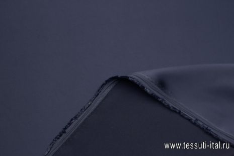 Плательный атлас стрейч (о) темно-синий - итальянские ткани Тессутидея арт. 03-7409