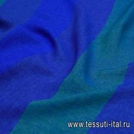 Лен (н) сине-зеленая поперечная полоска - итальянские ткани Тессутидея арт. 16-0594