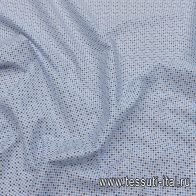 Сорочечная (н) сине-голубой геометрический рисунок на белом - итальянские ткани Тессутидея арт. 01-7089