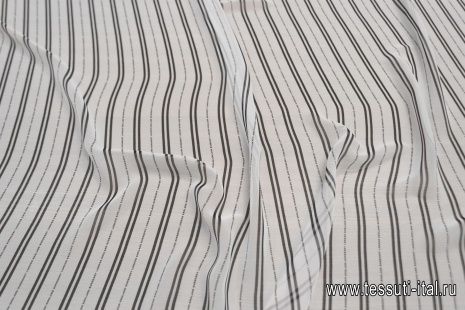 Шифон (н) черно-белые полосы в стиле Burberry - итальянские ткани Тессутидея арт. 03-6581