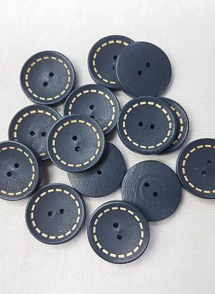 Пуговица дерево d.25мм сине-серая пунктир - в интернет-магазине тканей Тессутидея арт. F-4331