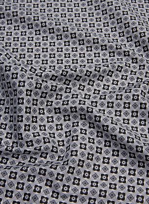 Сорочечная стрейч (н) черно-белый принт на сером - в интернет-магазине тканей Тессутидея арт. 01-6161