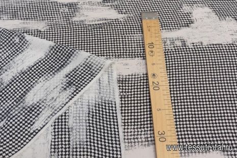 Крепжоржет (н) черно-белый рисунок - итальянские ткани Тессутидея арт. 10-2562