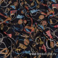 Плательная вискоза (н) цепи, ремни и шнуры на черном - итальянские ткани Тессутидея арт. 04-1516