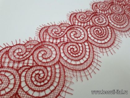 Кружево макраме (о) красное ш-9см - итальянские ткани Тессутидея арт. 03-5568