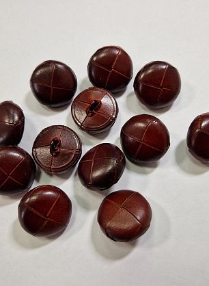 Пуговица на ножке плетеная кожа d-23мм темно-коричневая  - в интернет-магазине тканей Тессутидея арт. F-5946