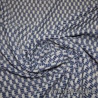 Трикотаж вязанный (н) бежево-синий  - итальянские ткани Тессутидея арт. 13-0941