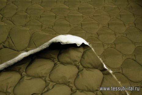 Плащевая стежка дабл с водоотталкивающим покрытием (о) хаки - итальянские ткани Тессутидея арт. 11-0482