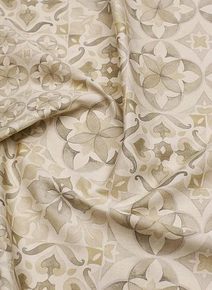 Хлопок (н) серо-бежевый цветочно-геометрический рисунок - в интернет-магазине тканей Тессутидея арт. 01-7830