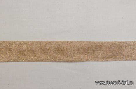 Тесьма трикотажная с люрексом (о) пудровая ш-2см - итальянские ткани Тессутидея арт. F-6195