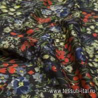 Плательная (н)цветочный орнамент на темно-коричневом - итальянские ткани Тессутидея арт. 01-4527