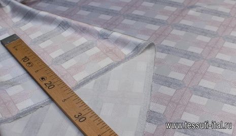 Шелк атлас (н) серо-розовый геометрический орнамент в стиле Armani - итальянские ткани Тессутидея арт. 10-0556