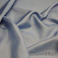 Шелк твил (н) мелкие ромашки на голубом - итальянские ткани Тессутидея арт. 10-3132