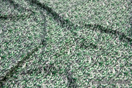 Сорочечная (н) серо-зеленый геометрический принт - итальянские ткани Тессутидея арт. 01-5859