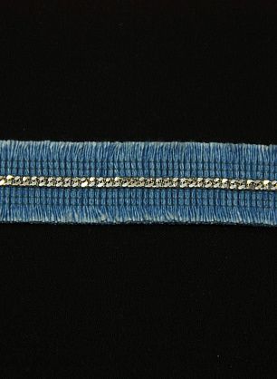 Тесьма джинсовая голубая с серебрянной цепью ш-2,5см - итальянские ткани Тессутидея 01-3269