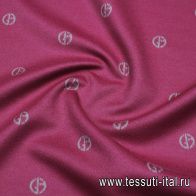 Пальтовая дабл (н) серый логотип на брусничном - итальянские ткани Тессутидея арт. 09-2069
