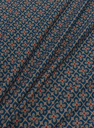 Трикотаж пике (н) сине-красный цветочный рисунок на бежевом - в интернет-магазине тканей Тессутидея арт. 12-1107