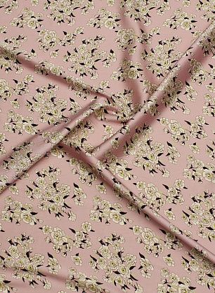 Шелк атлас стрейч (н) цветочный рисунок на розовом - в интернет-магазине тканей Тессутидея арт. 10-3696