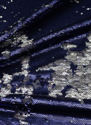 Трикотаж расшитый двусторонними пайетками (о) сине-серебрянный - в интернет-магазине тканей Тессутидея арт. 13-1395