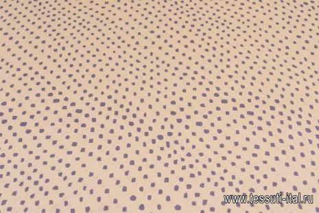 Шелк плательный (н) фиолетовые крапины на бежевом - итальянские ткани Тессутидея арт. 10-2785