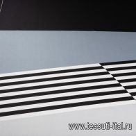 Крепдешин купон (0,93м) (н) черно-бело-серая геометрия - итальянские ткани Тессутидея арт. 10-2703