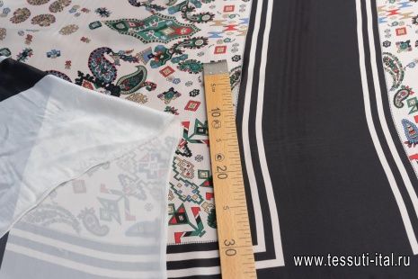 Шармюз купон (1м) (н) пейсли на черно-белом - итальянские ткани Тессутидея арт. 10-2648