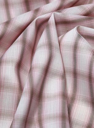 Сорочечная клетка стрейч (н) коричнево-бело-розовая - в интернет-магазине тканей Тессутидея арт. 01-3485