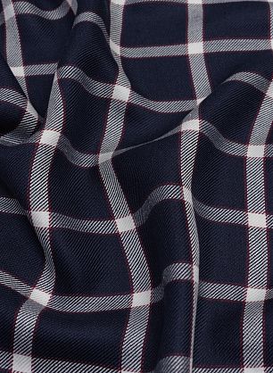 Лен костюмный (н) сине-бело-бордовая клетка - в интернет-магазине тканей Тессутидея арт. 16-0762