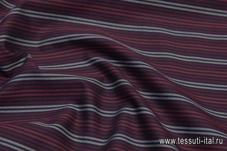 Сорочечная (н) черно-серо-бордовая полоска  - итальянские ткани Тессутидея арт. 01-6399