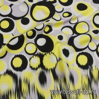 Хлопок (н) черно-желтый рисунок на белом - итальянские ткани Тессутидея арт. 01-7415